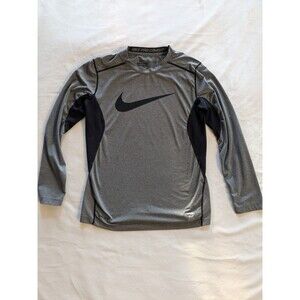 NIKE Pro Combat Shirt Boy's Medium Fitted Gray Long Sleeve Athletic